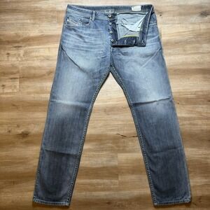 Diesel Braddom Jeans Men 38x34 Blue Slim Carrot Stretch Dark Wash Faded 0885K